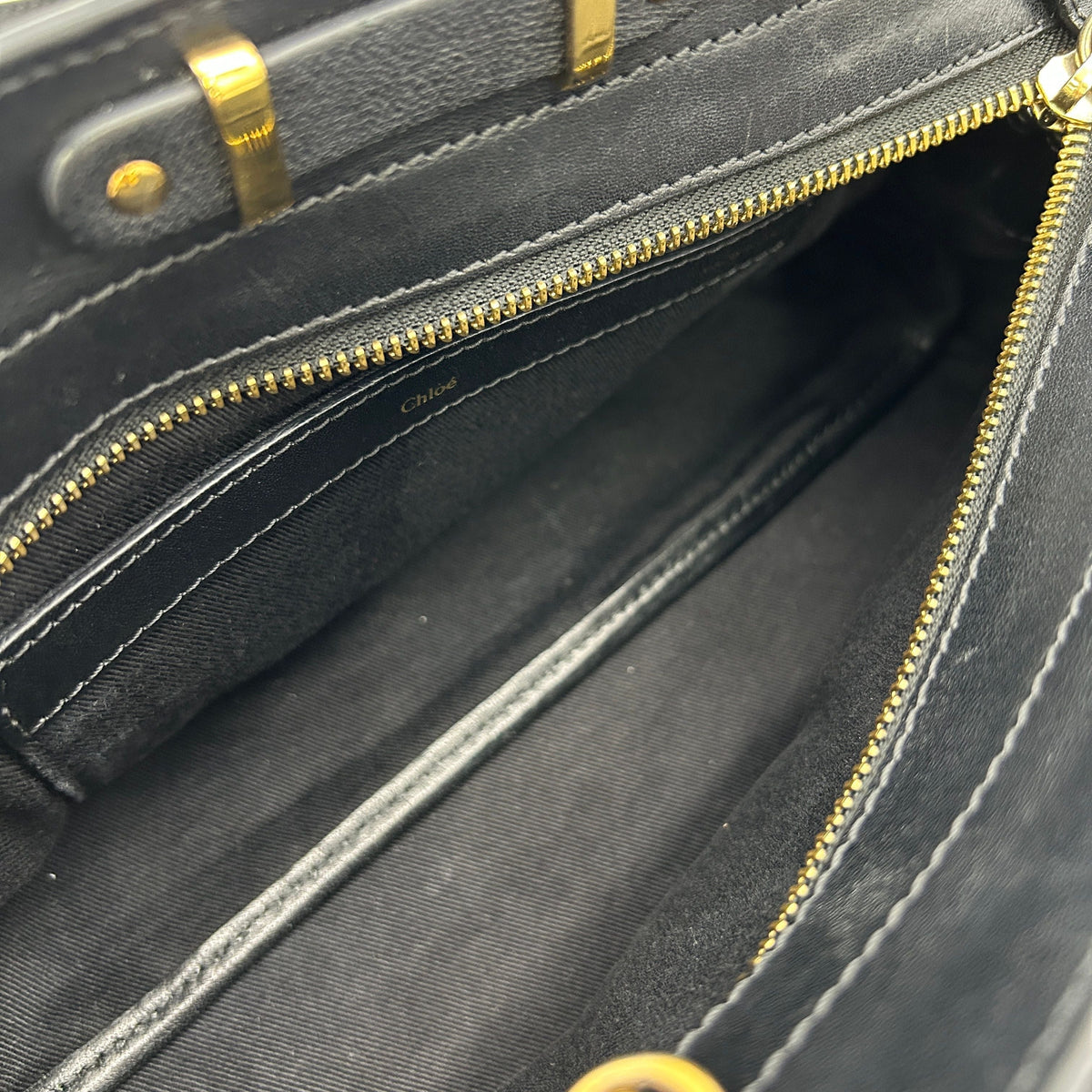 Chloe Calfskin Goatskin Medium Alice Satchel Black LA6971