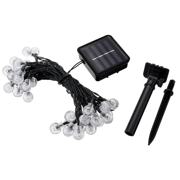 21Ft 30 LED Solar Fairy String Lights, Outdoor Pathway Landscape Night Lights Garden Crystal Ball Decorative Wall Lights Waterproof for Home Garden, Patio, Yard, Home Decoration