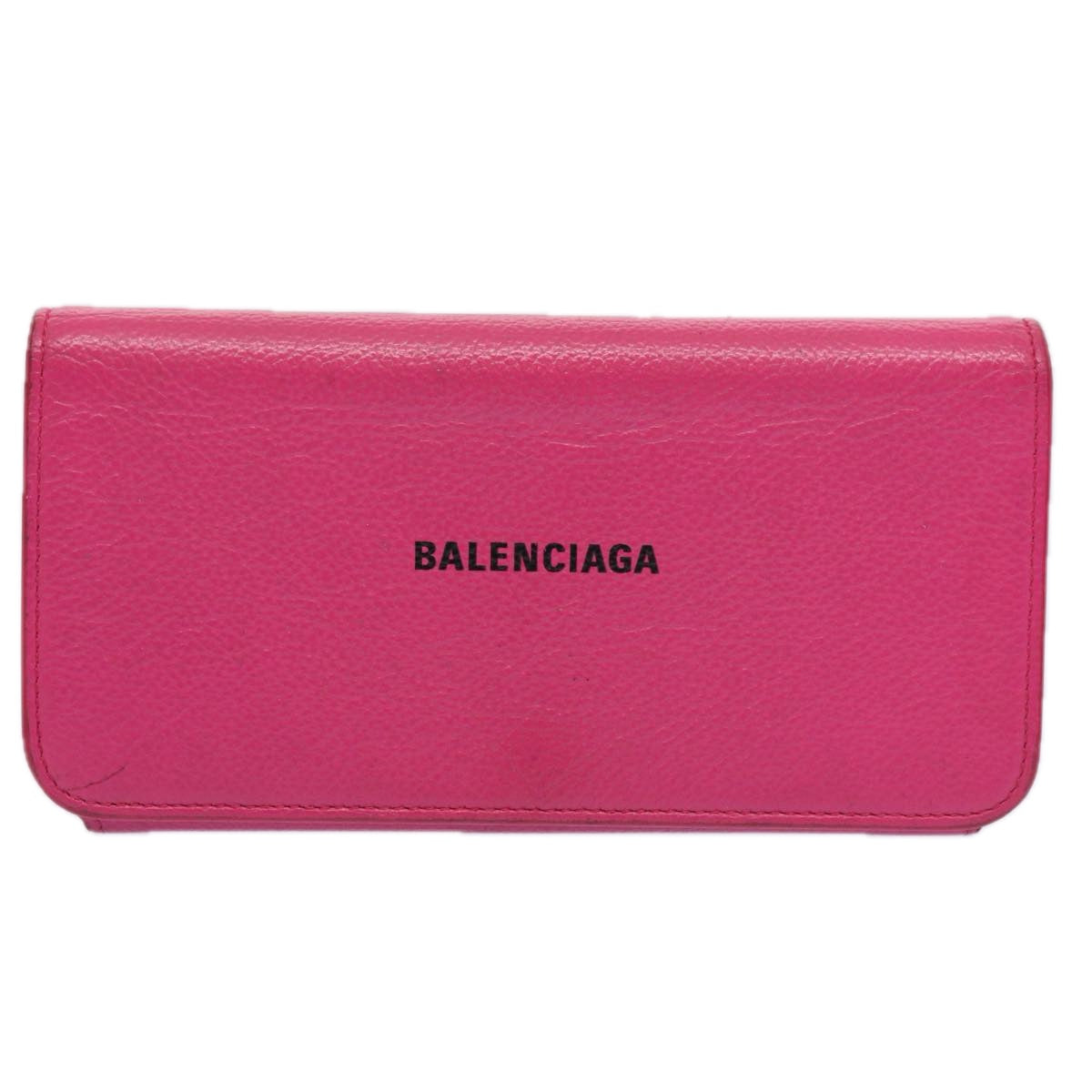 balenciaga Long Wallet Leather Pink 594289 Auth ep2776