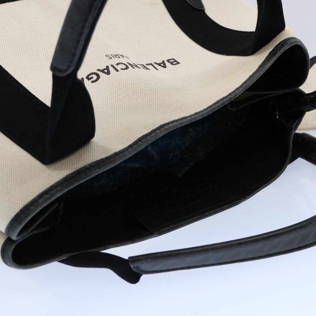 balenciaga Tote Bag Canvas White Black 339933 Auth ep2845