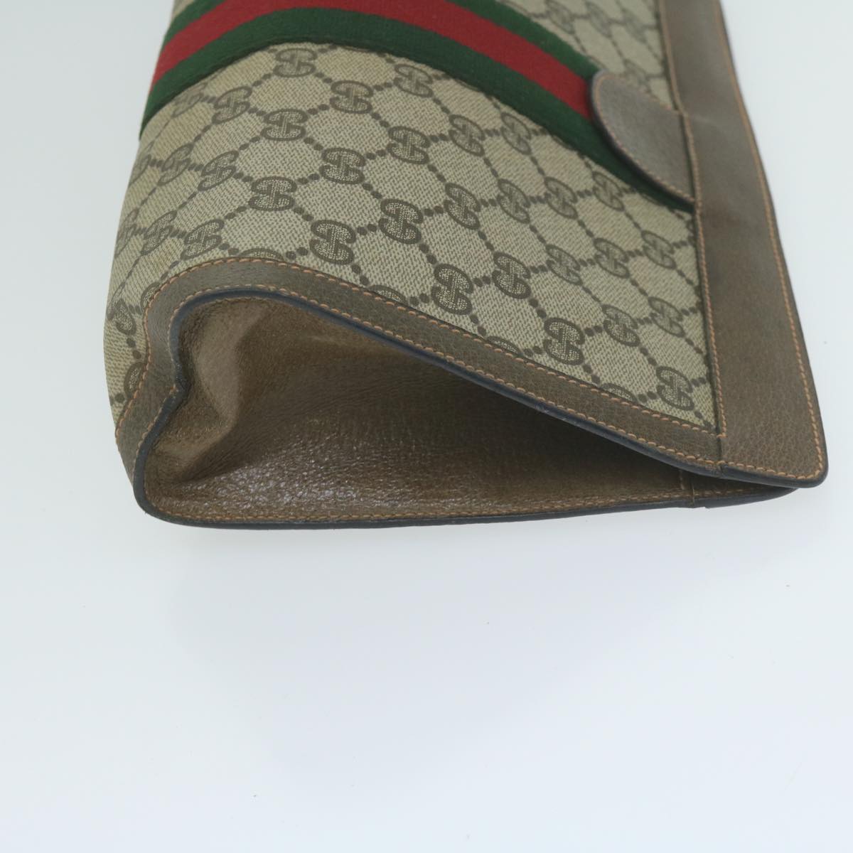 GUCCI GG Supreme Web Sherry Line Clutch Bag Beige Red 89 01 002 Auth ep3034