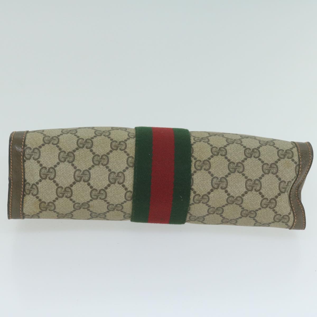 GUCCI GG Supreme Web Sherry Line Clutch Bag Beige Red 89 01 002 Auth ep3034