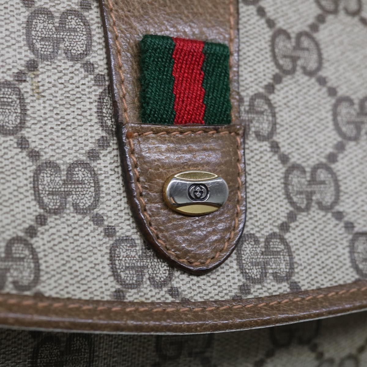 GUCCI GG Supreme Web Sherry Line Clutch Bag Beige Red 89 01 030 Auth ep3070