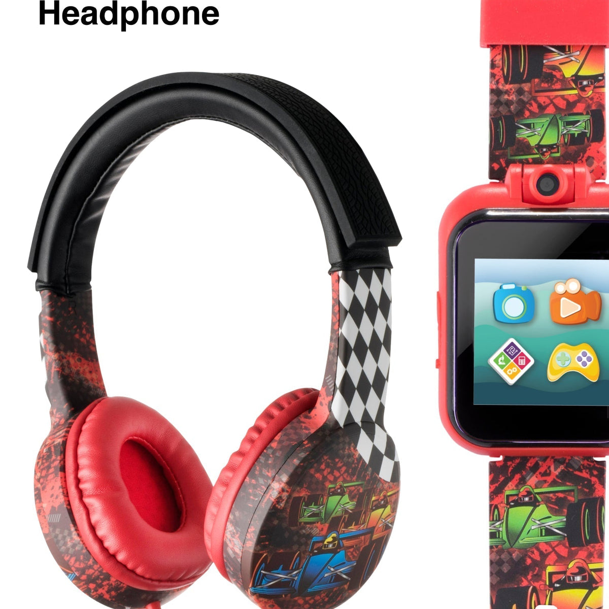 PlayZoom 2 Kids Smartwatch with Headphones: Red Race Cars