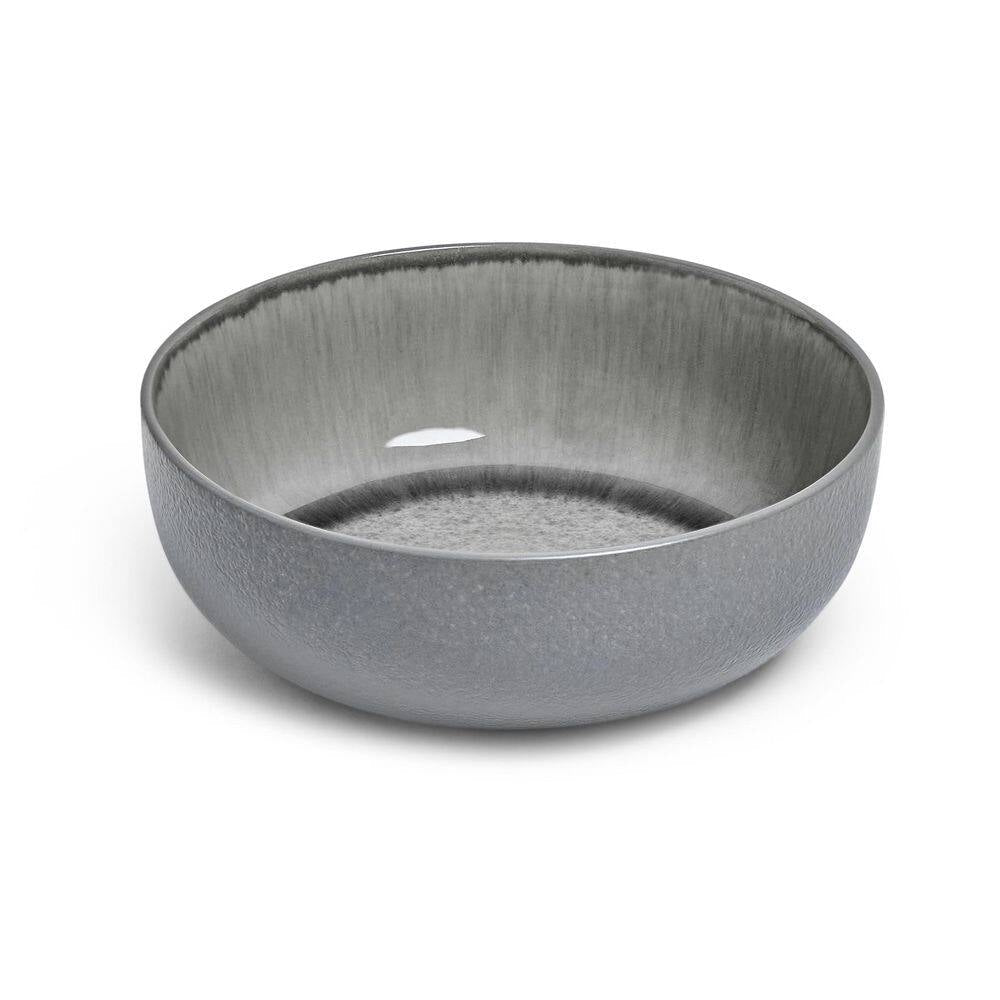 Asher Gray 12-Piece Stoneware Dinnerware Set, Round, Microwave and Dishwasher Safe