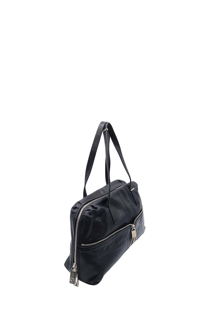 Front Zip Satchel Bag Black