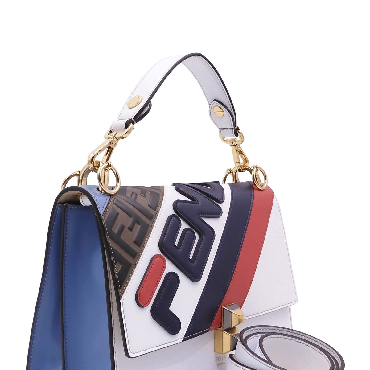 Kan I  Mania Striped Shoulder Bag White