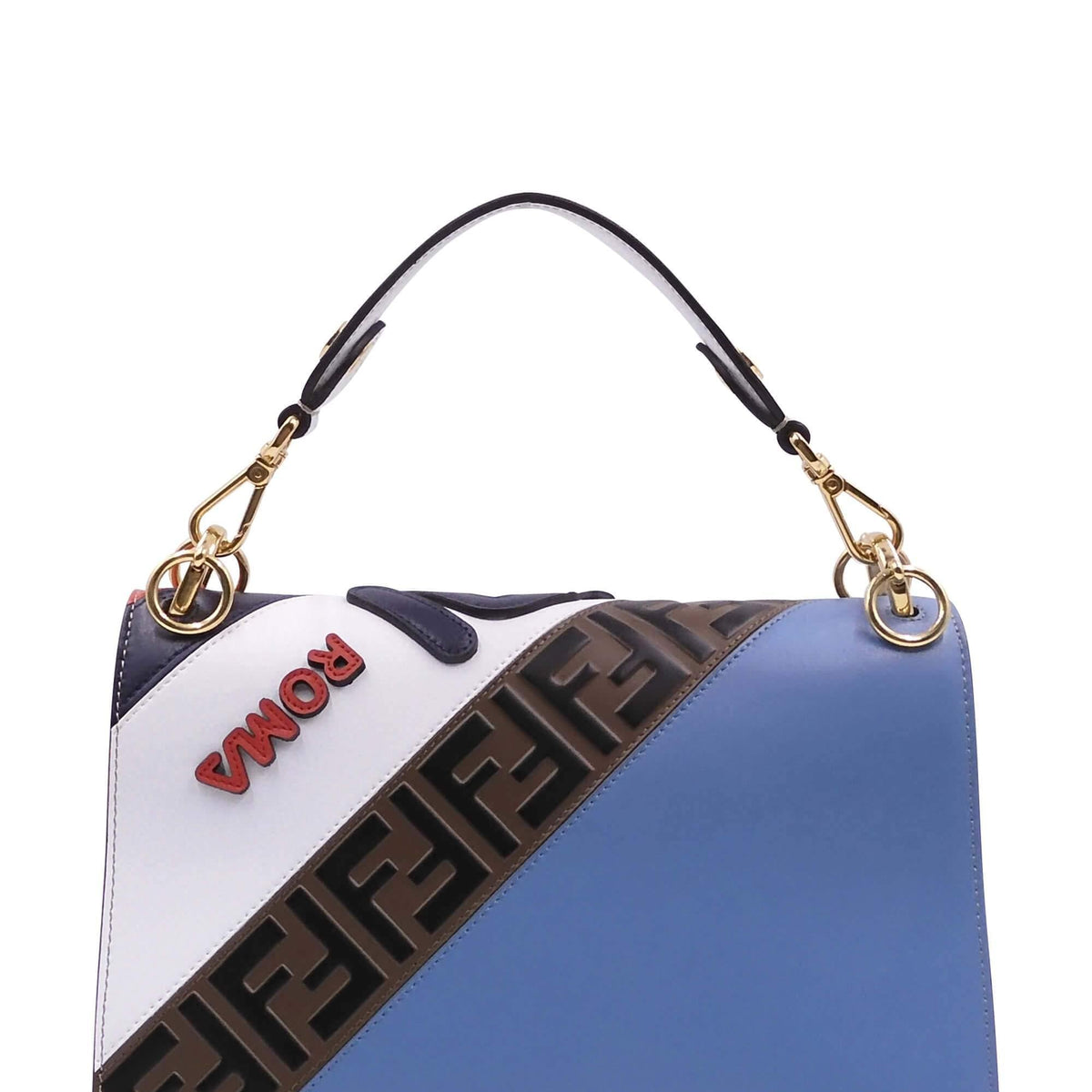 Kan I  Mania Striped Shoulder Bag White