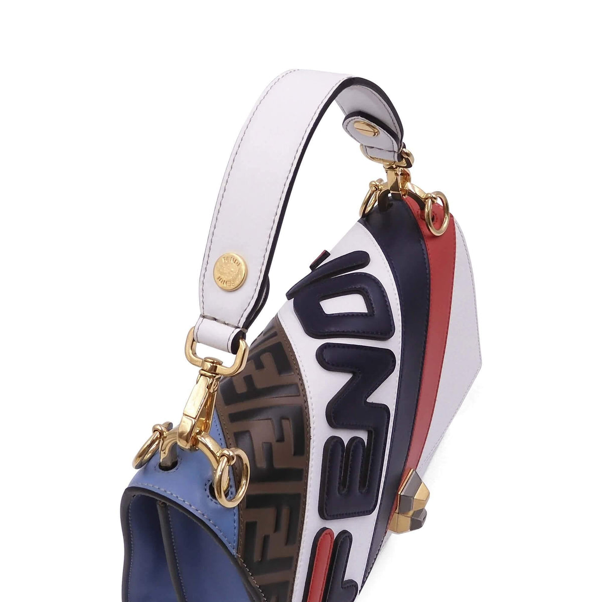 Kan I  Mania Striped Shoulder Bag White