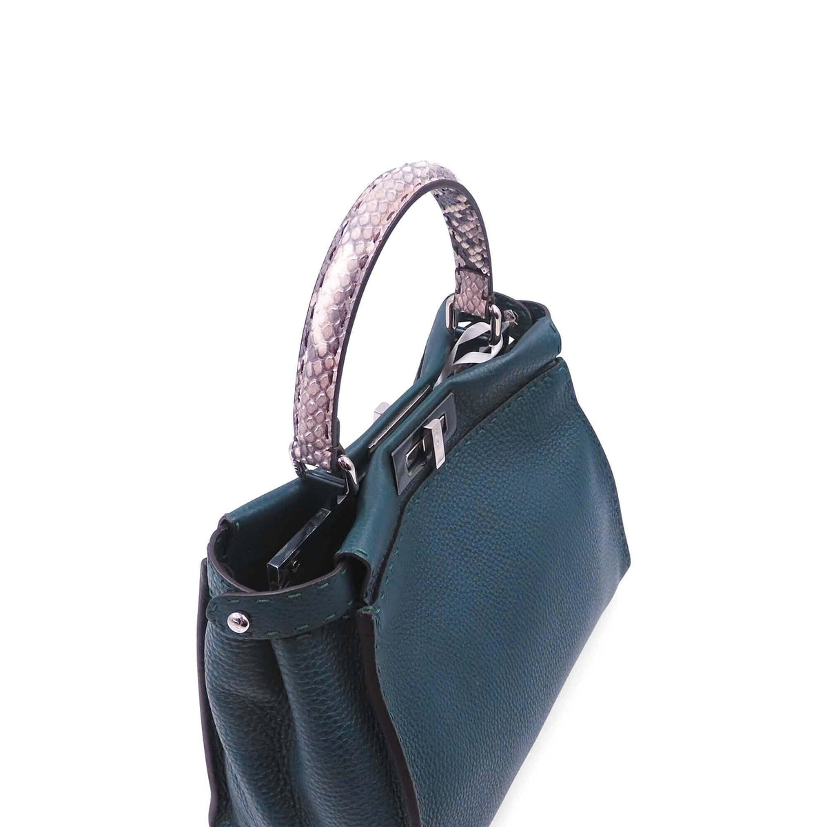 Regular Selleria Peekaboo Python Handle Bag Dark Teal
