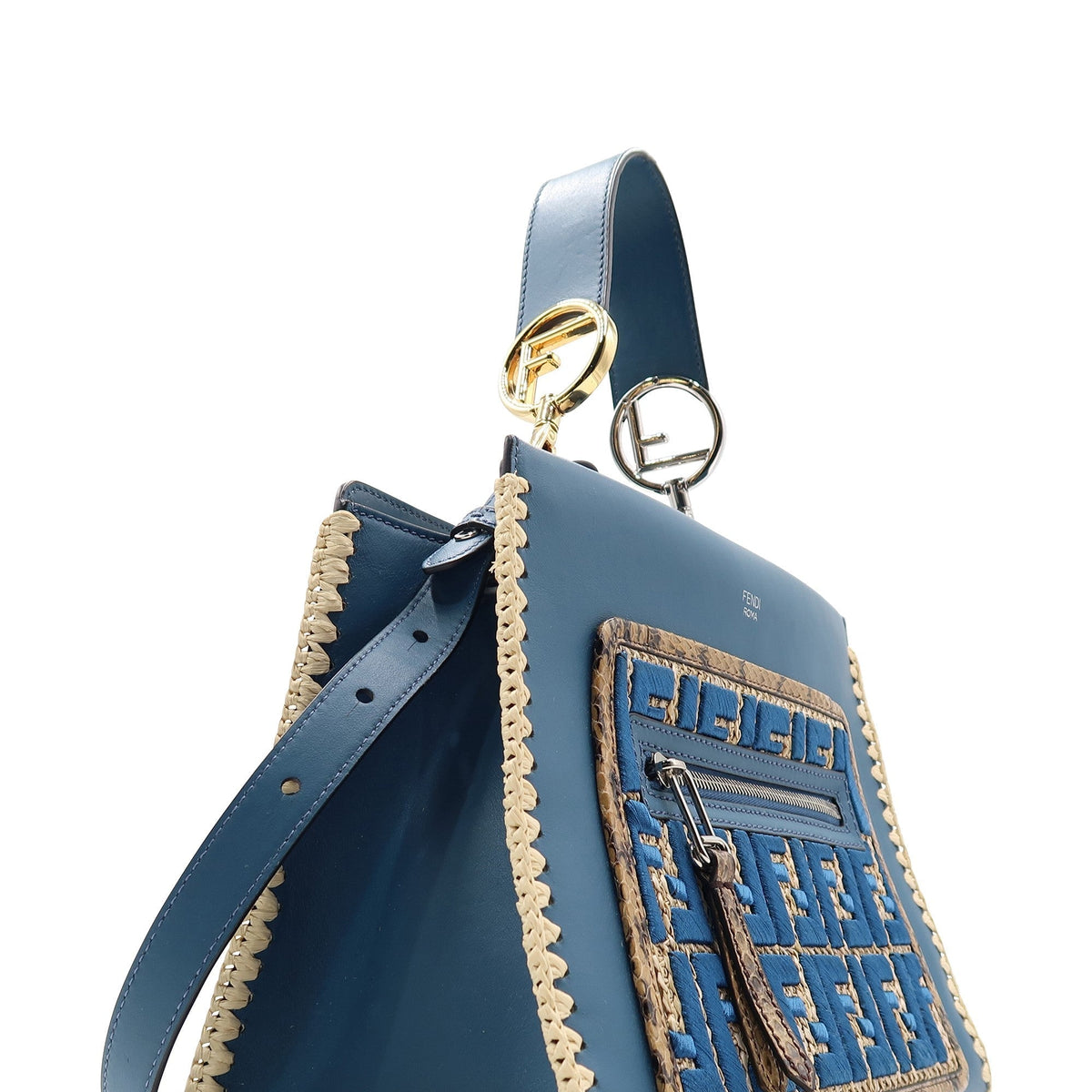 Small Snakeskin-Trimmed Runaway Blue