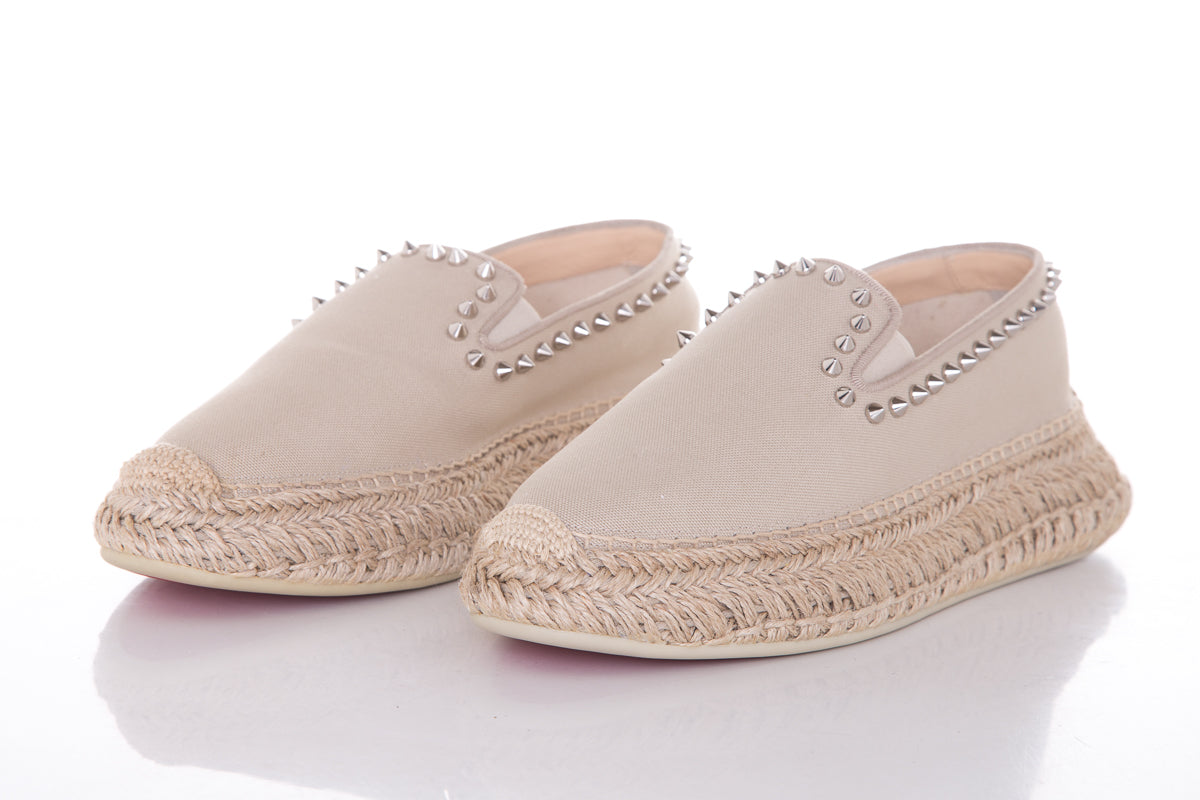 Christian Louboutin Taupe Studded Espadrille SZ 39