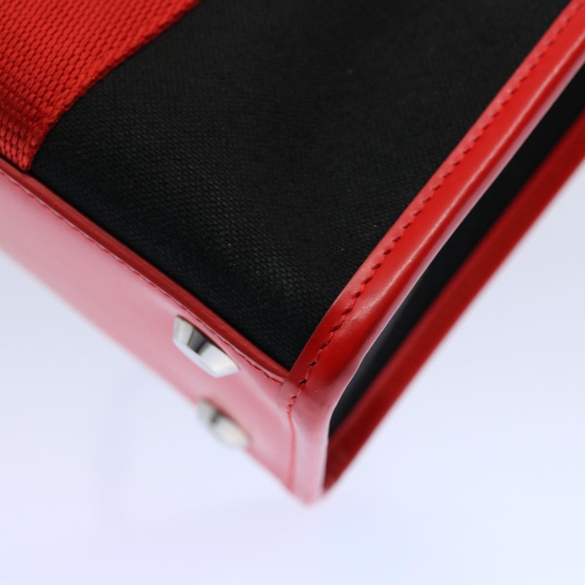 balenciaga Hard Ware Small Hand Bag Canvas Black Red 671402 Auth fm3051
