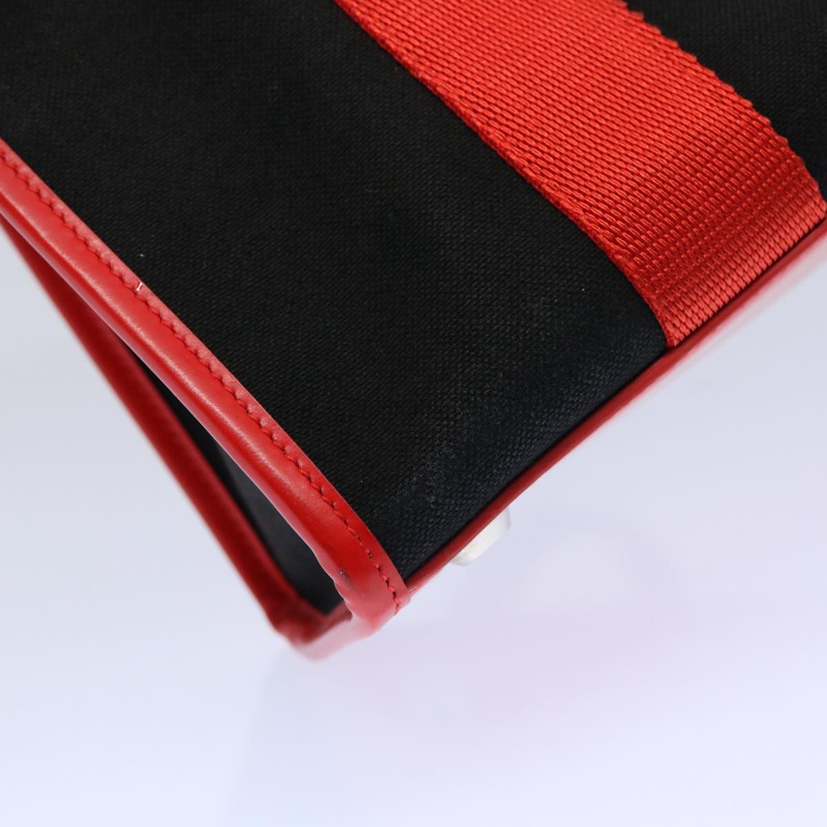 balenciaga Hard Ware Small Hand Bag Canvas Black Red 671402 Auth fm3051