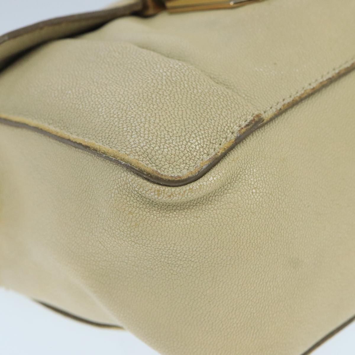 Chloe Chain Elsie Shoulder Bag Leather Beige Gold fm4208