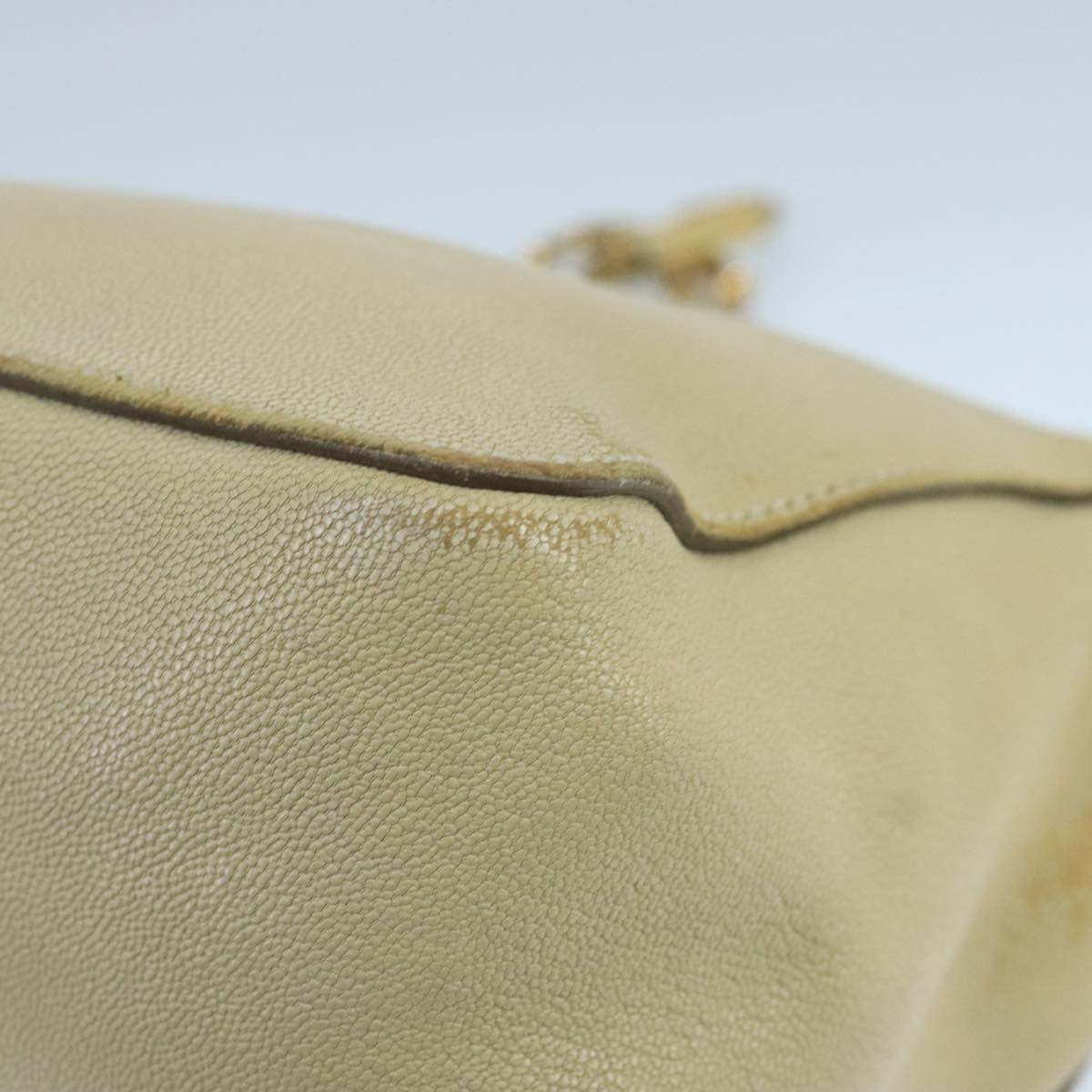 Chloe Chain Elsie Shoulder Bag Leather Beige Gold fm4208