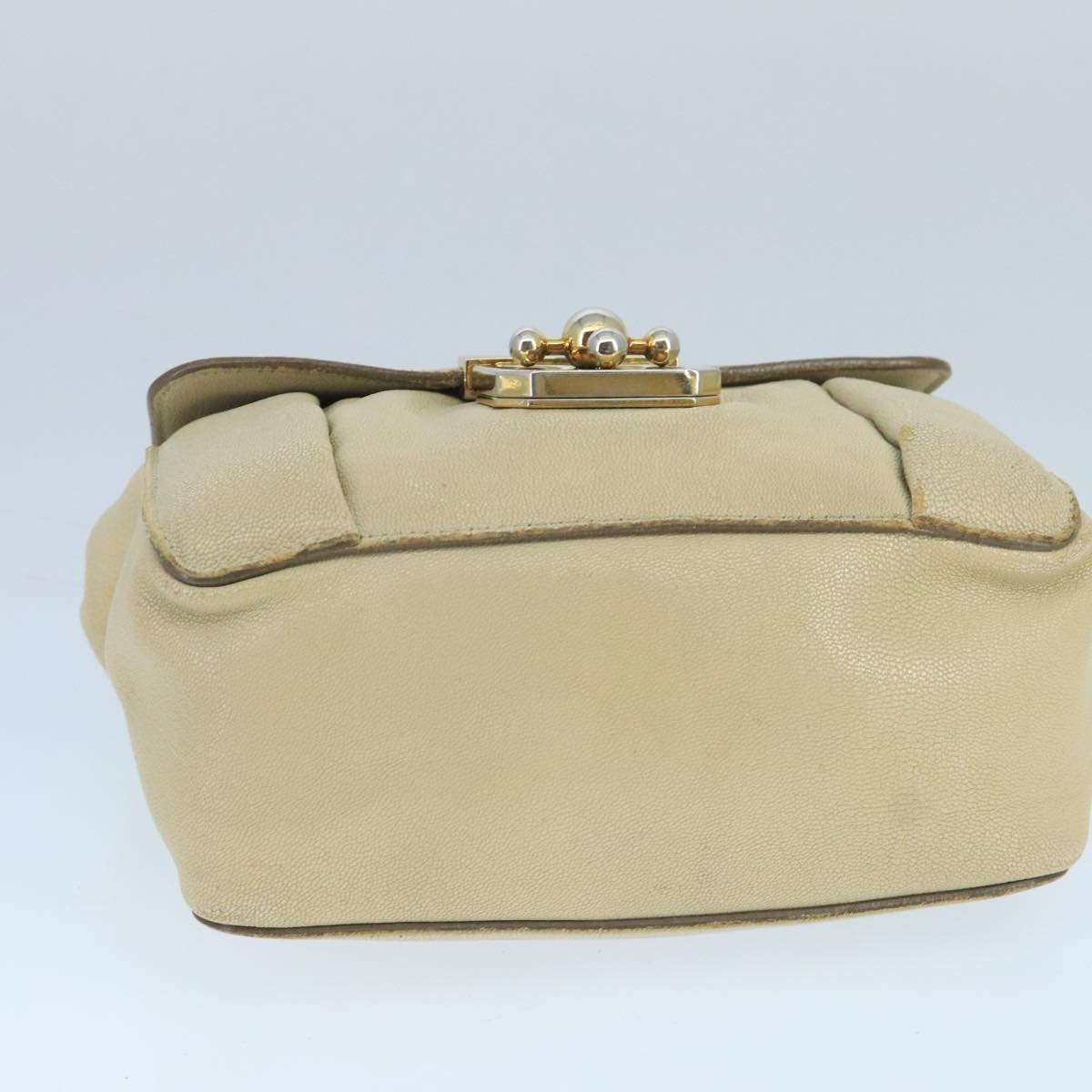 Chloe Chain Elsie Shoulder Bag Leather Beige Gold fm4208