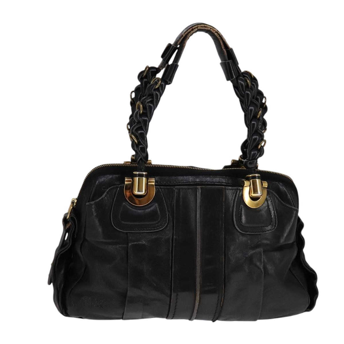 Chloe Eloise Hand Bag Leather Black Gold fm4268