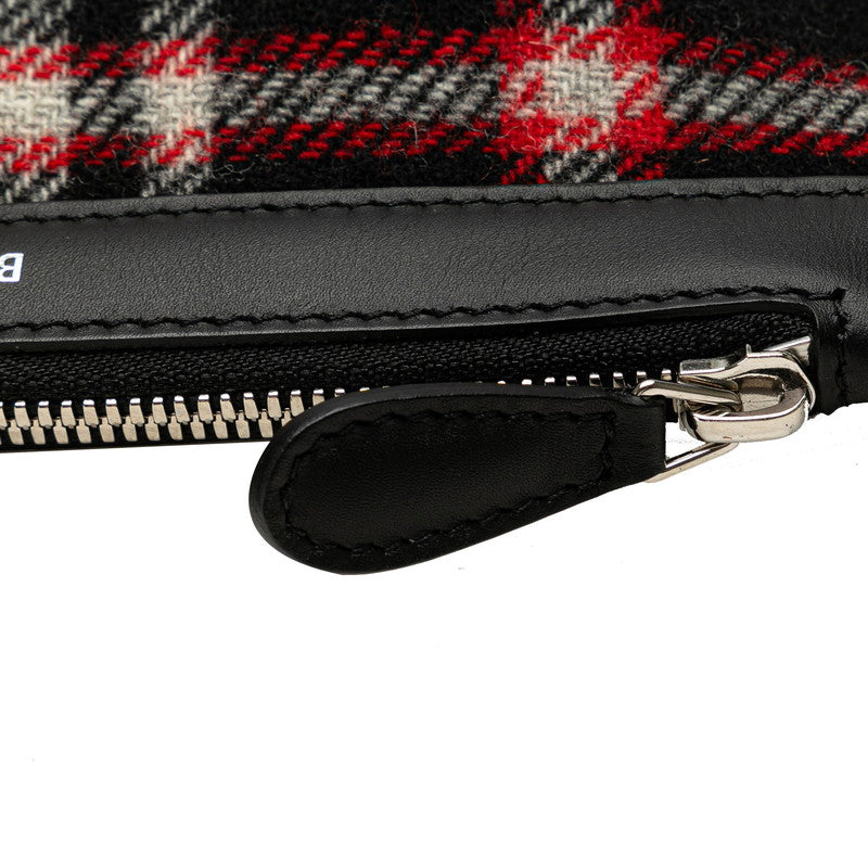balenciaga Wool Leather Navy Cabas M Check Handbag Tote 339933