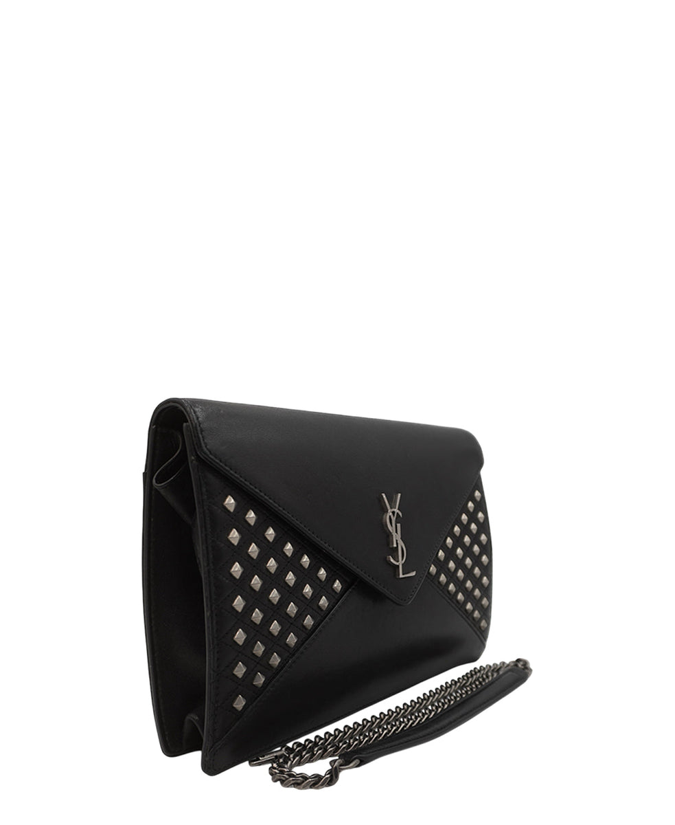 Gaby Studded Leather Shoulder Bag Black