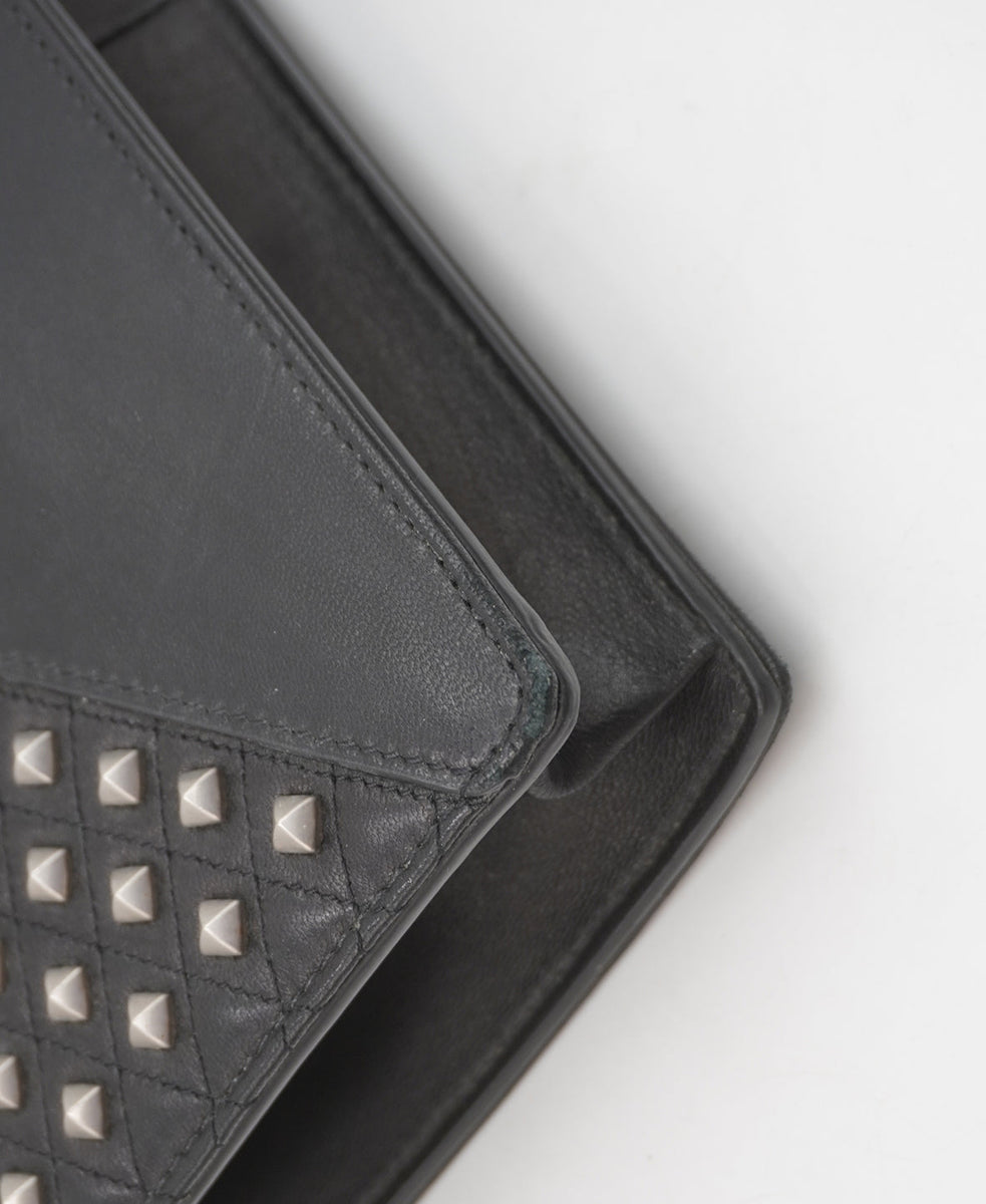 Gaby Studded Leather Shoulder Bag Black