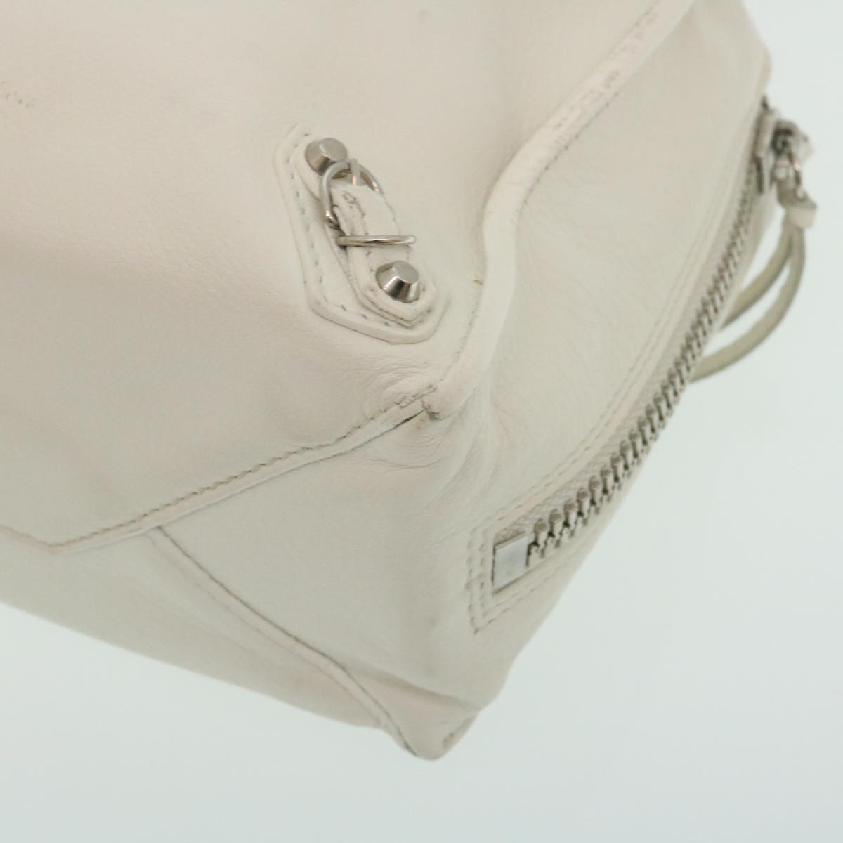 balenciaga 2Way Shoulder Bag Hand Bag Leather White Auth am2305g