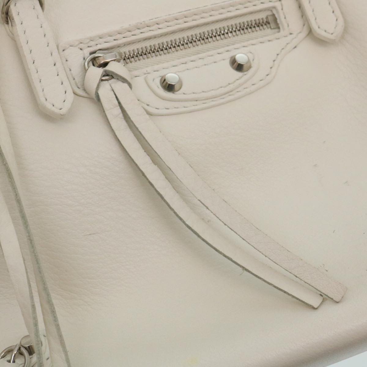balenciaga 2Way Shoulder Bag Hand Bag Leather White Auth am2305g