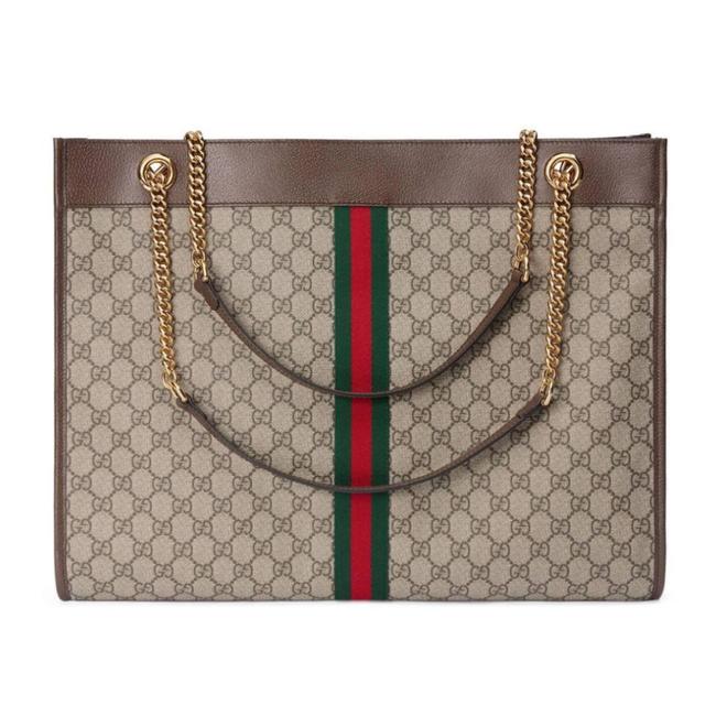 Gucci Rajah Tiger Large Tote Lion Beige Logo GG Bag Italy Brown Handbag New