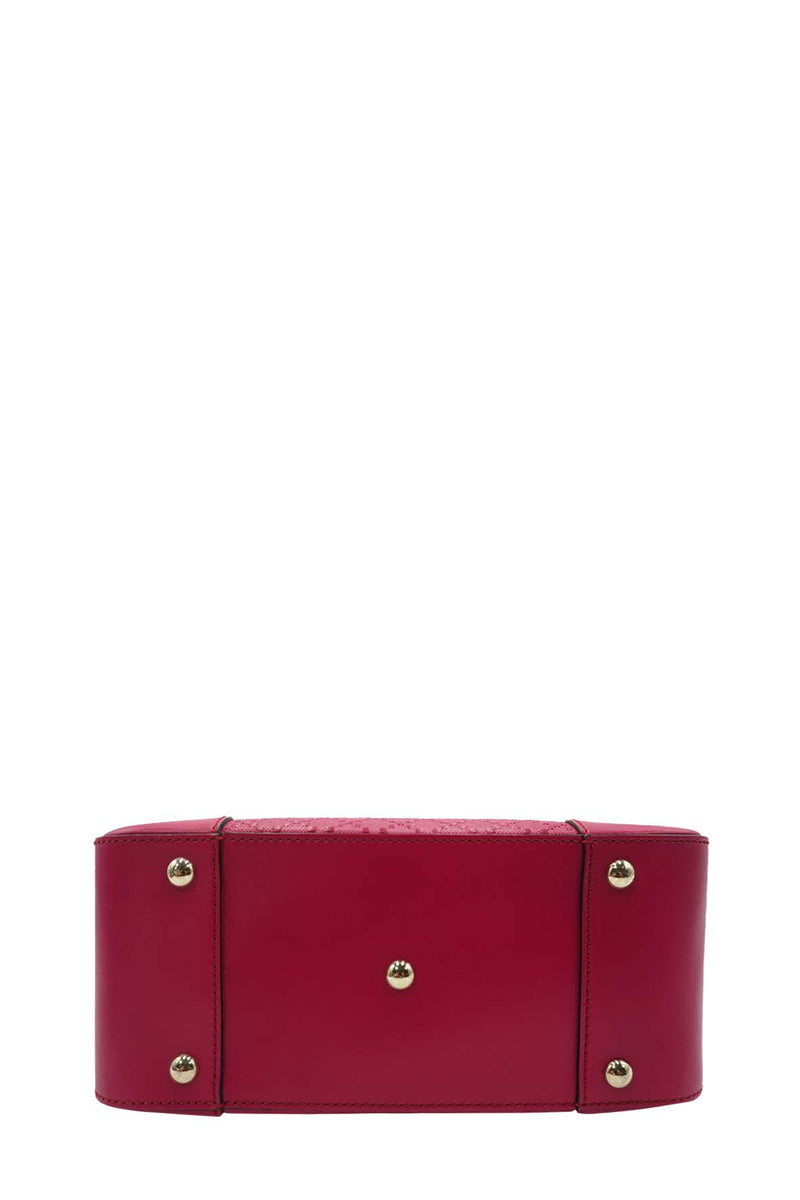 Bright Diamante Leather Top Handle Bag Pink