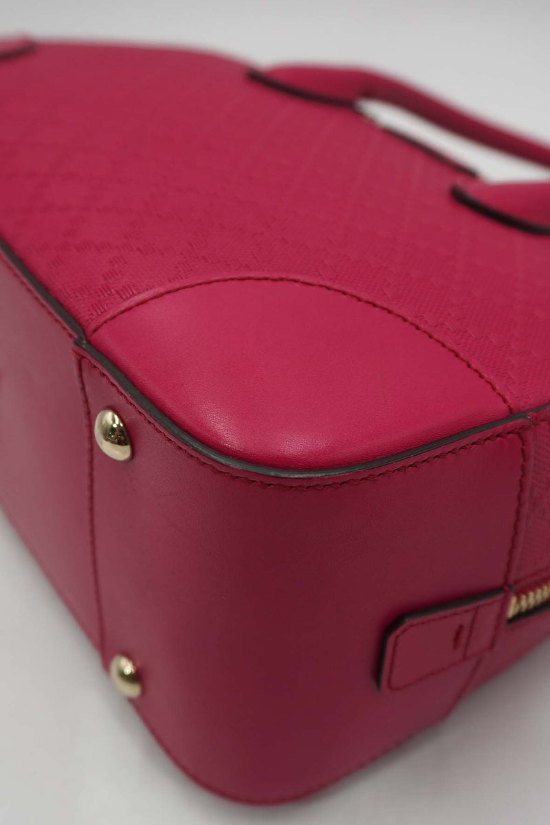 Bright Diamante Leather Top Handle Bag Pink