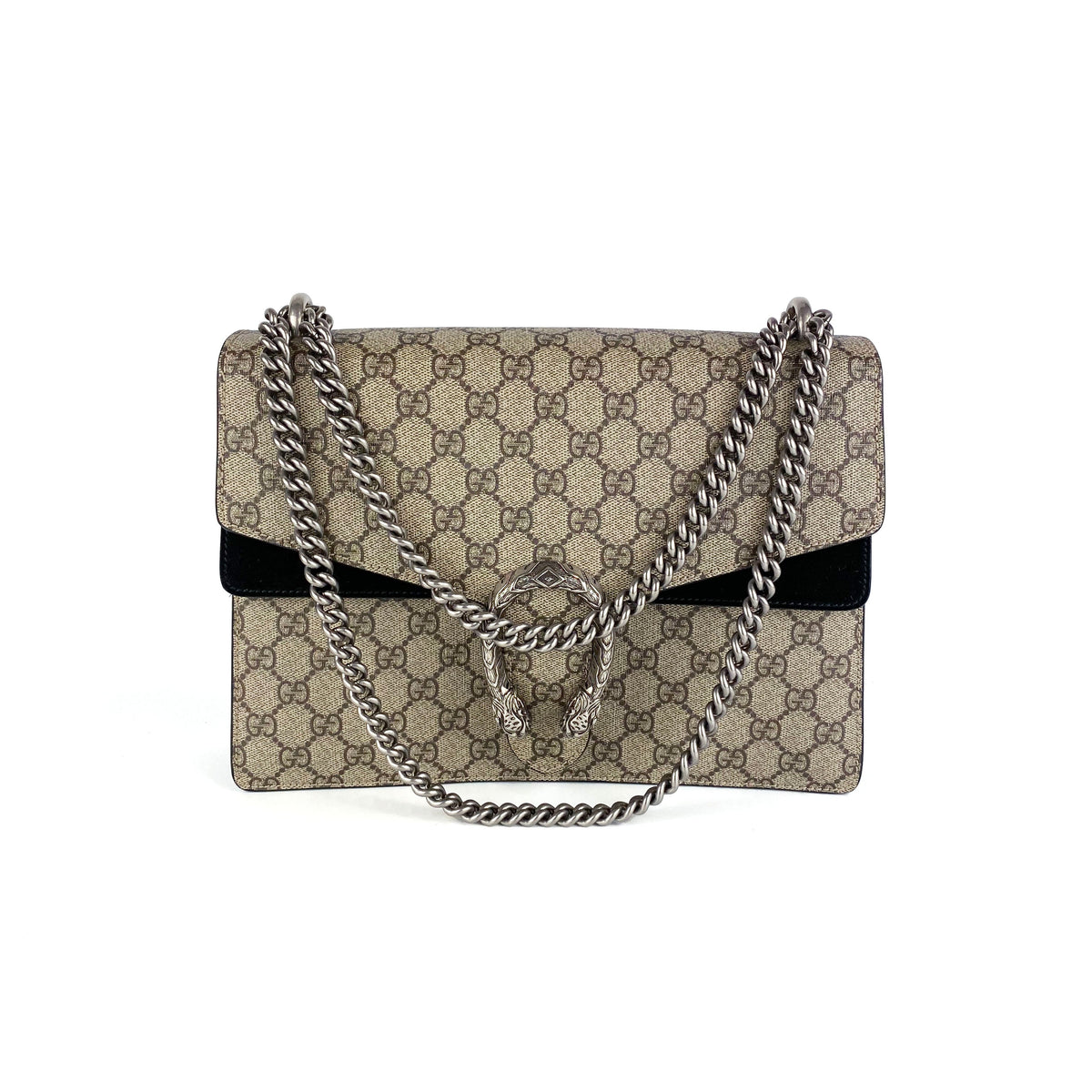 Gucci Dionysus Monogram Bag with Black Suede Trim