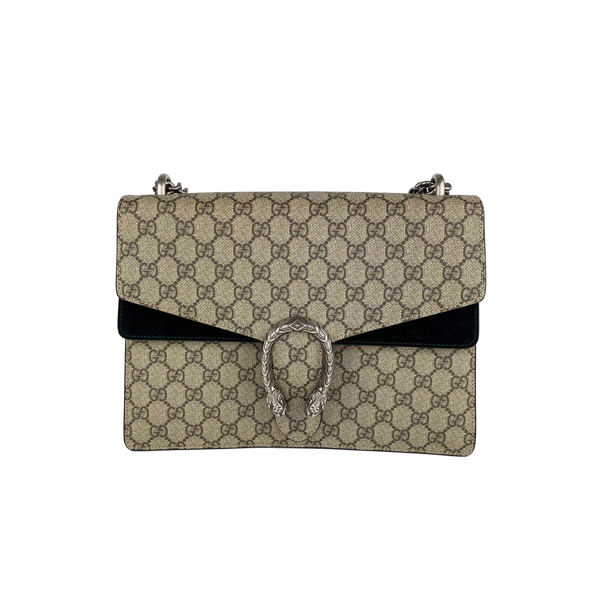 Gucci Dionysus Monogram Bag with Black Suede Trim