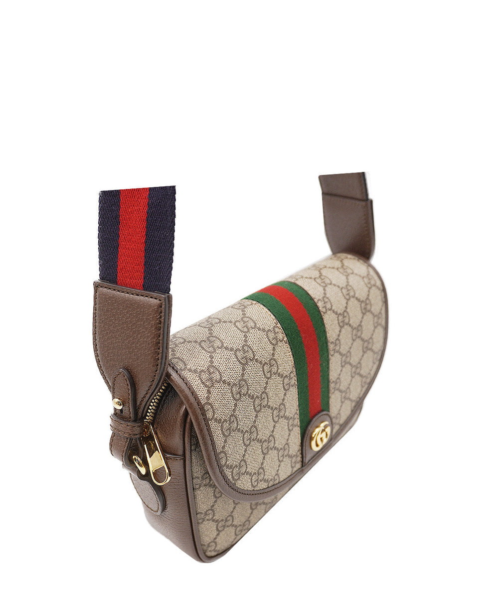 GG Canvas Small Ophidia Shoulder Bag Brown