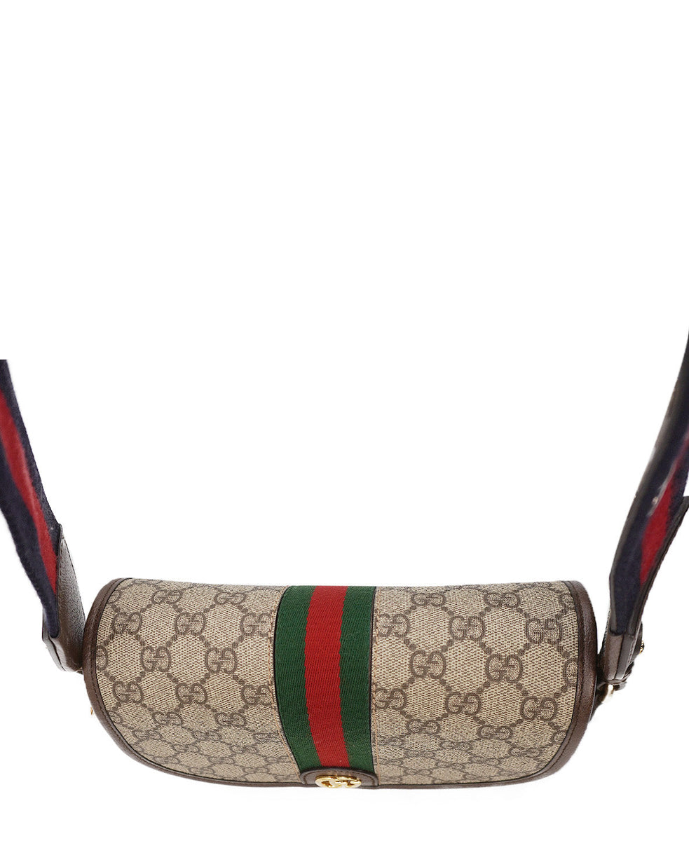 GG Canvas Small Ophidia Shoulder Bag Brown