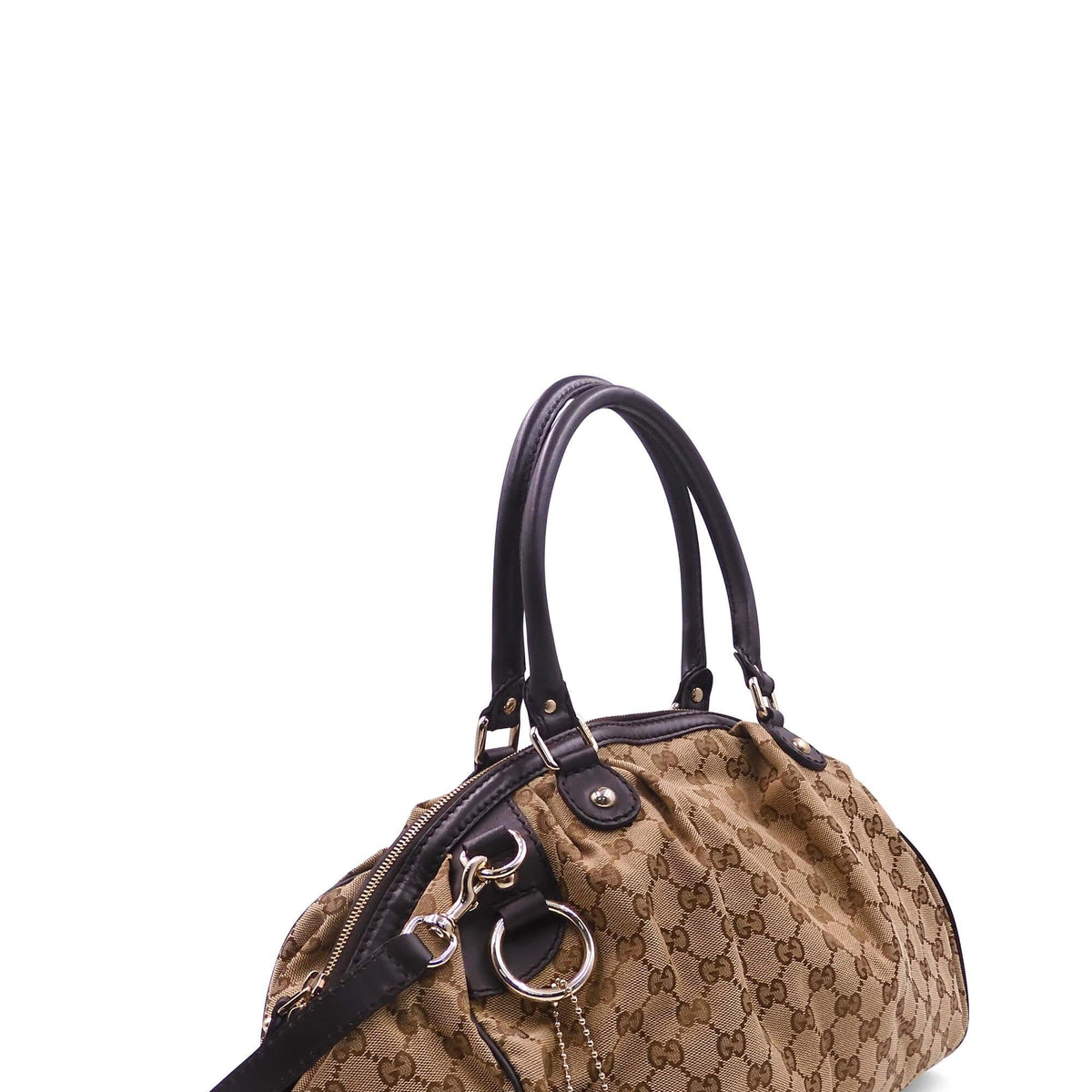 GG Canvas Sukey Boston Bag Brown