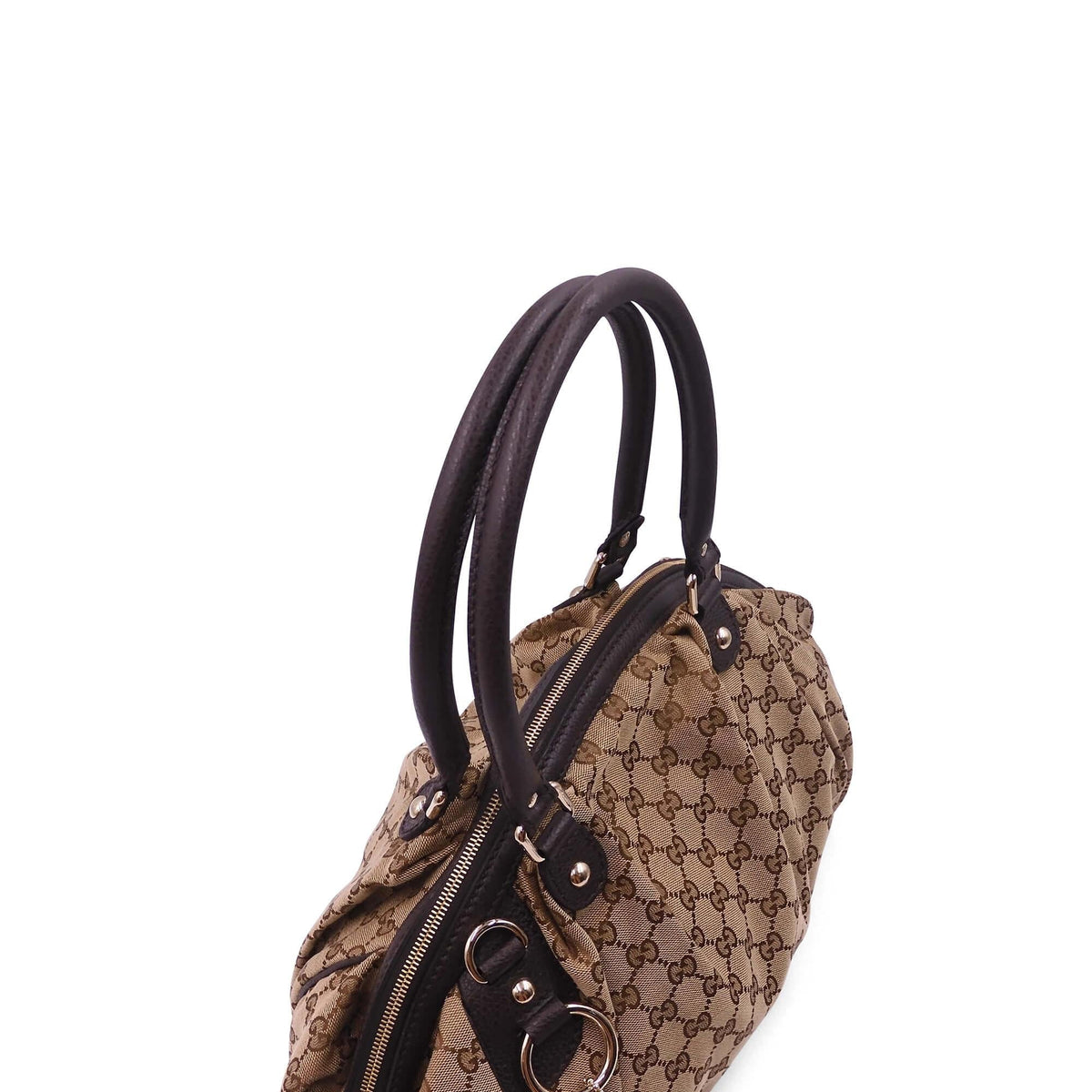 GG Canvas Sukey Boston Bag Brown