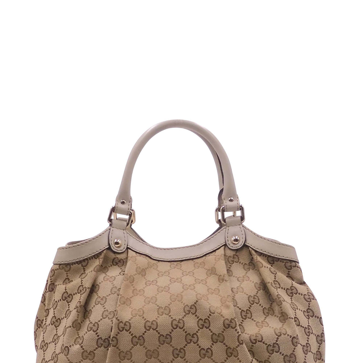 GG Canvas Sukey Boston Bag White