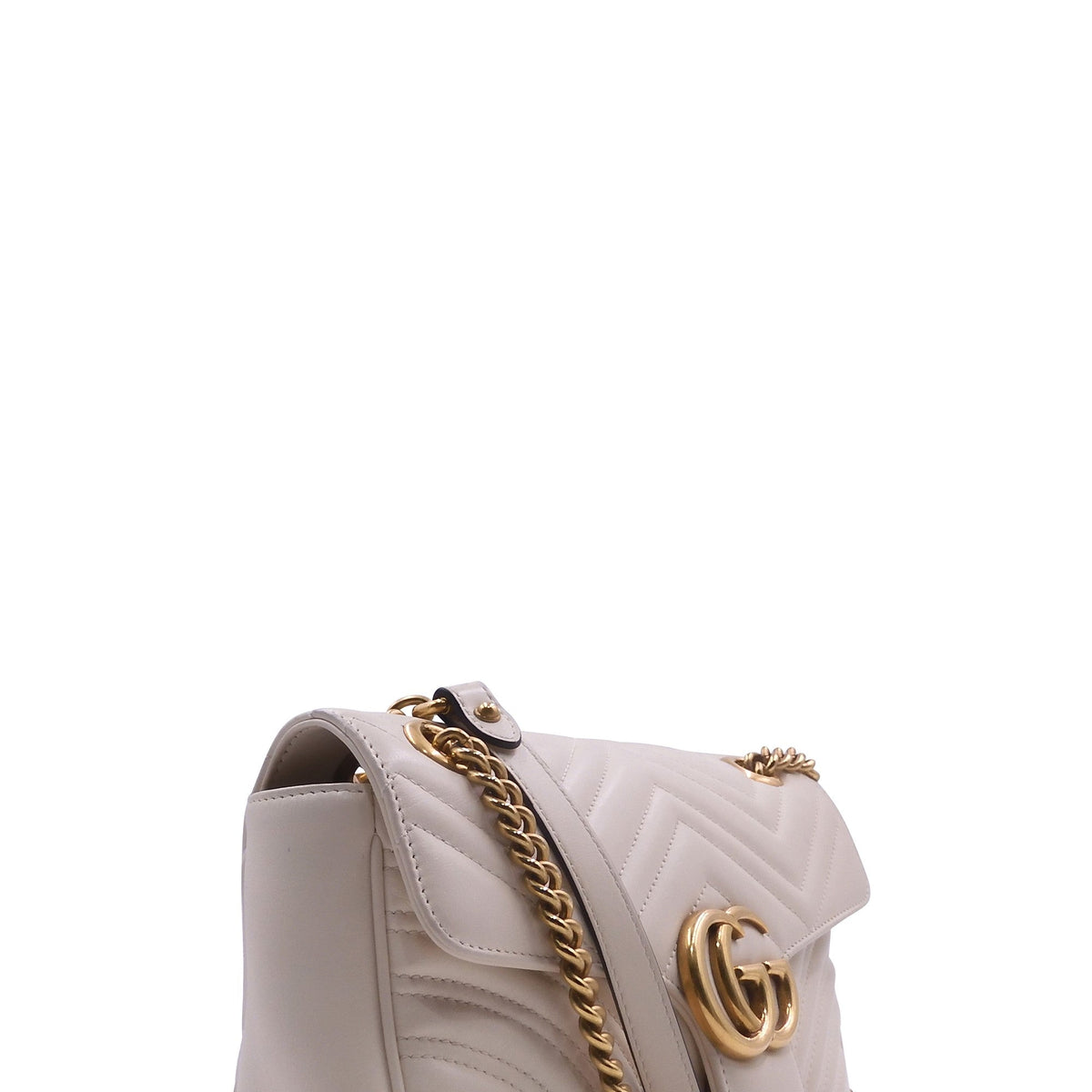 GG Marmont Small Matelasse Shoulder Bag White