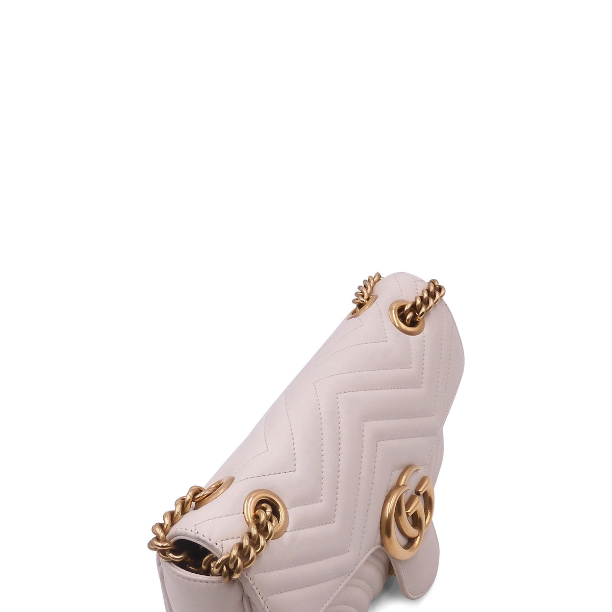 GG Marmont Small Matelasse Shoulder Bag White