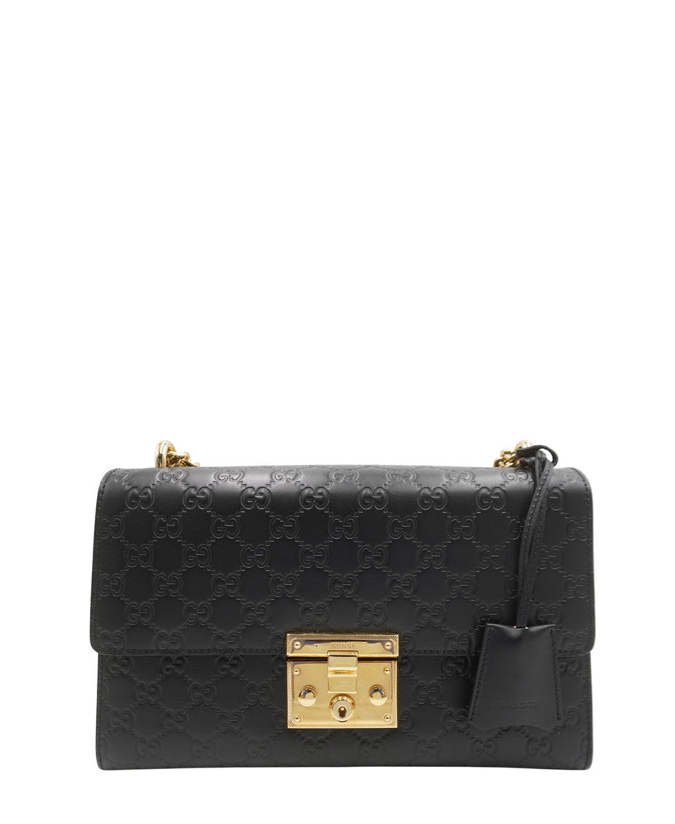 GG Signature Padlock Shoulder Bag Black