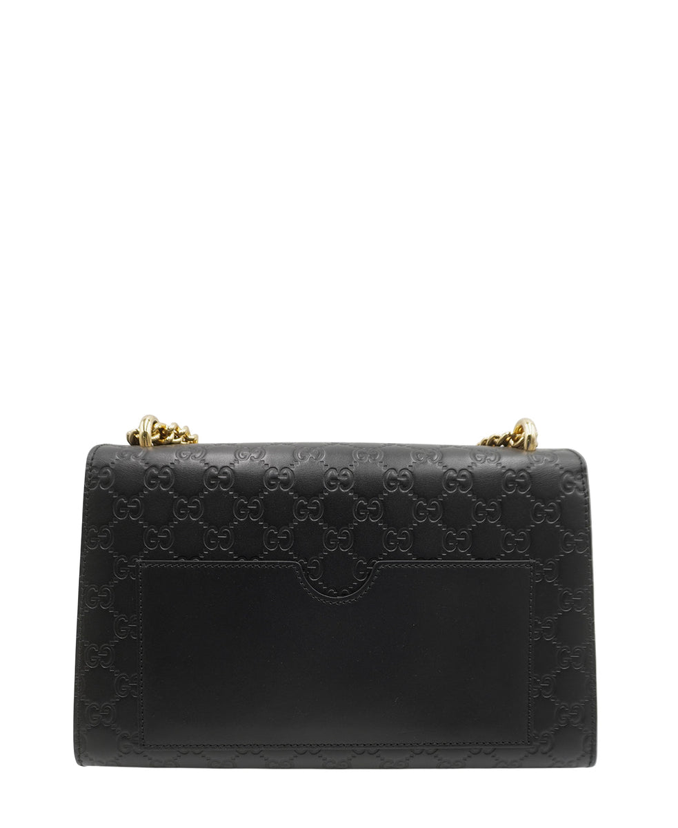 GG Signature Padlock Shoulder Bag Black