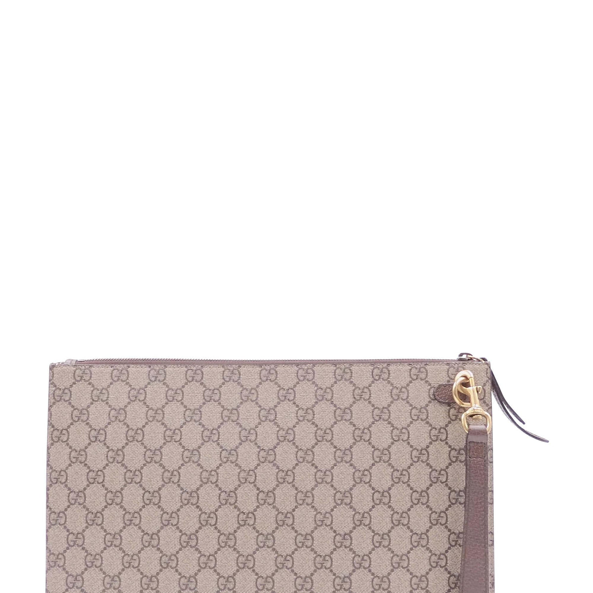 GG Supreme Canvas Bee Zip Pouch Beige