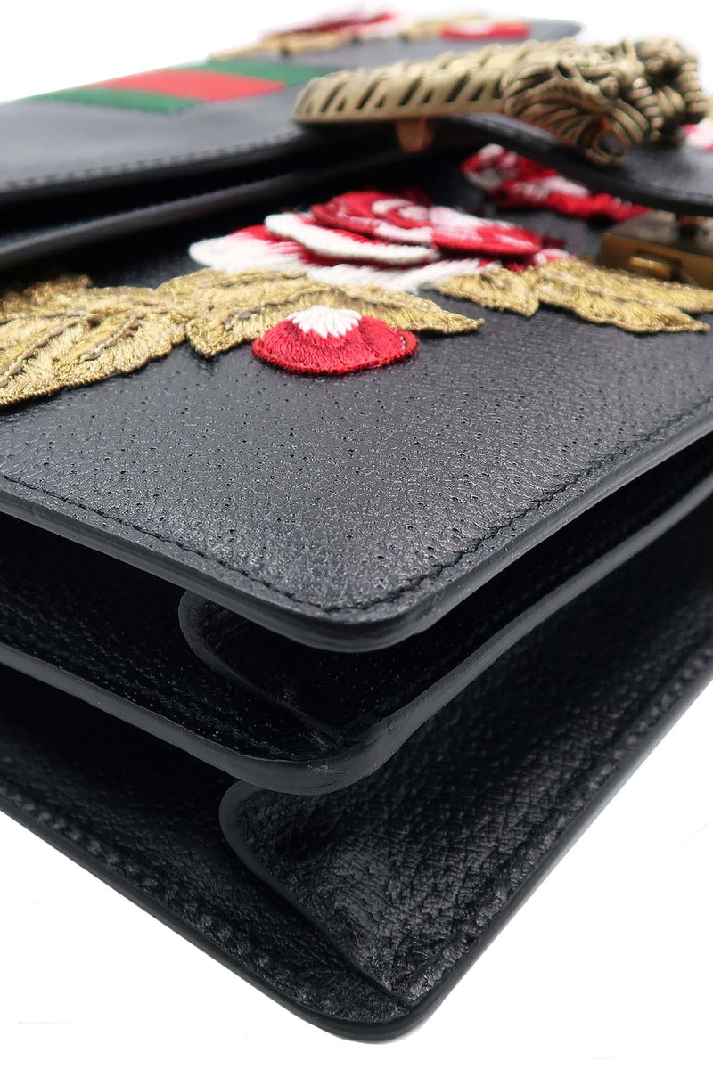 Medium Floral Embroidered Dionysus Black