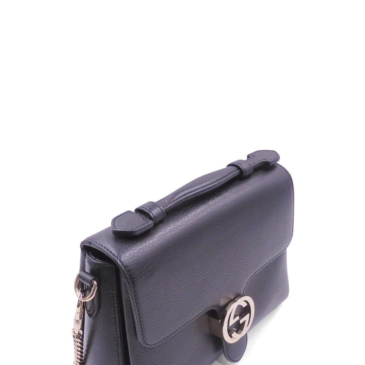 Interlocking GG Top Handle Shoulder Bag Black
