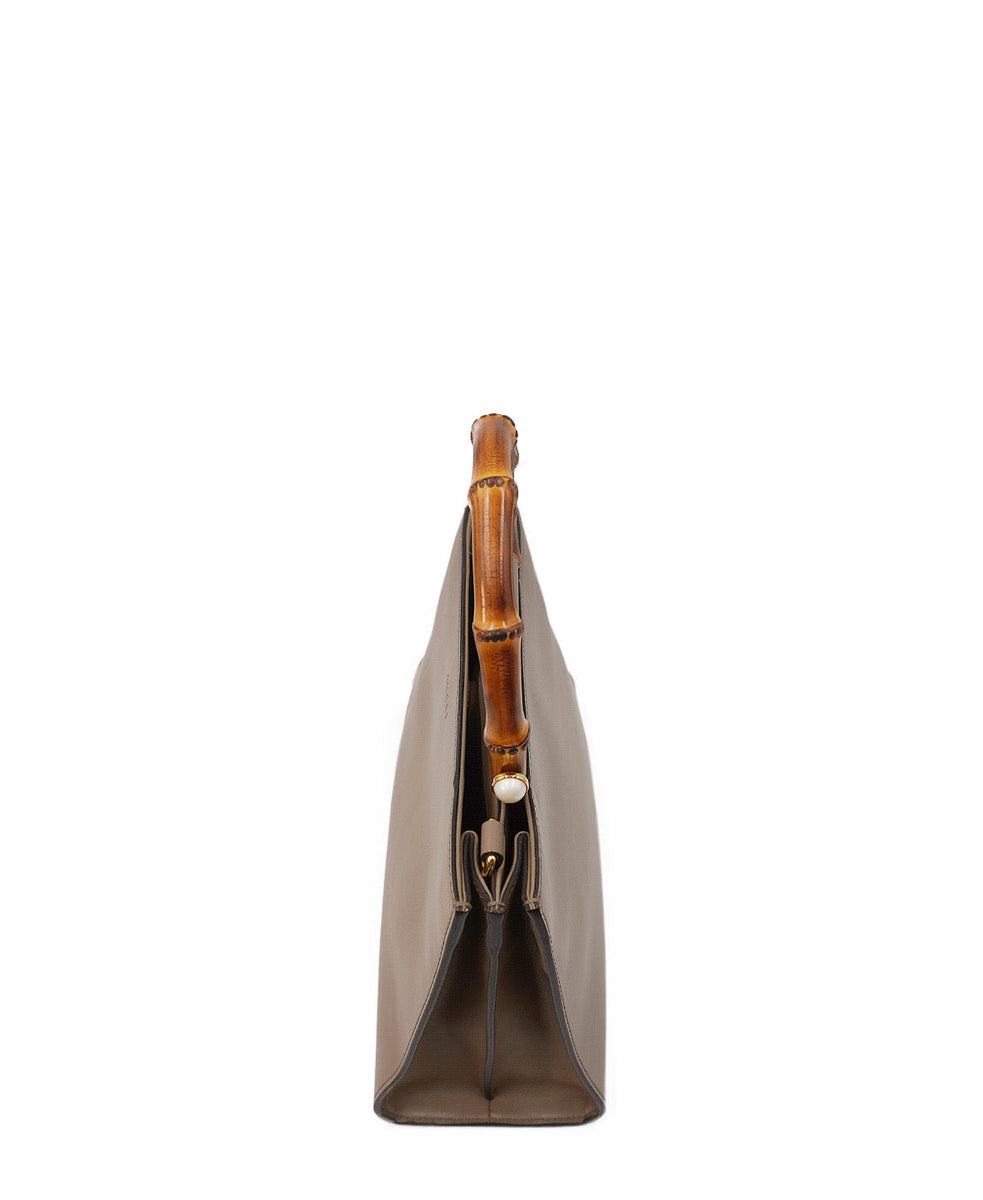 Medium Nymphaea Bamboo Top Handle Bag Brown
