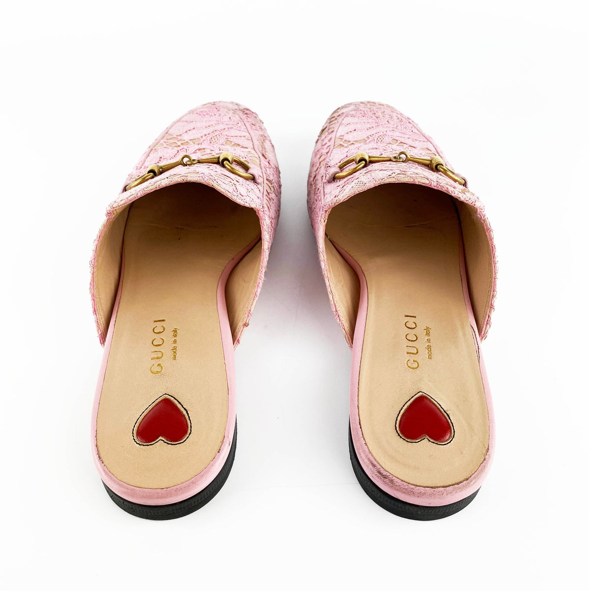 Gucci Pink Princetown Cloth Flats 36