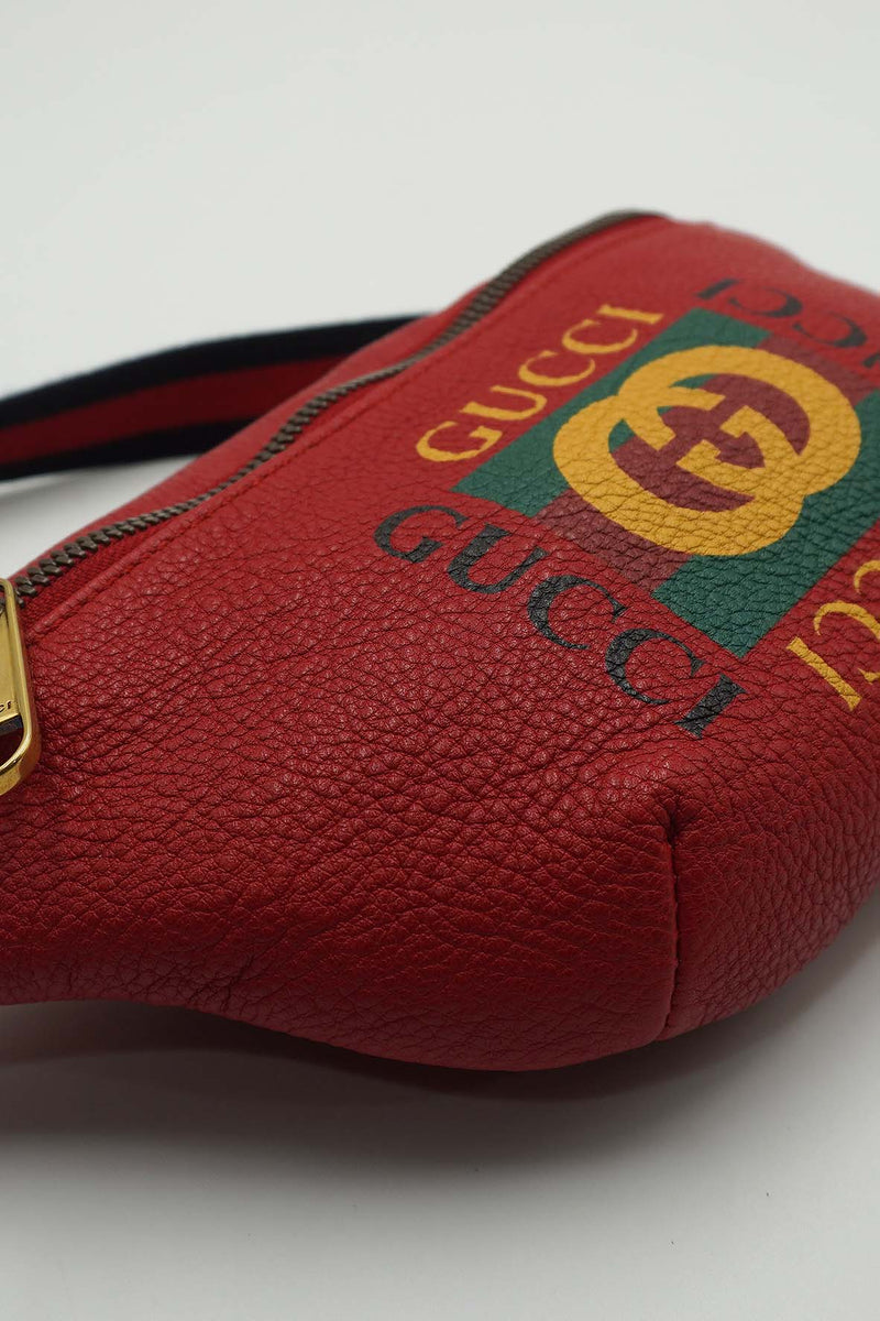 Small Retro GG Logo Print Belt Bag/ Fanny Pack Red