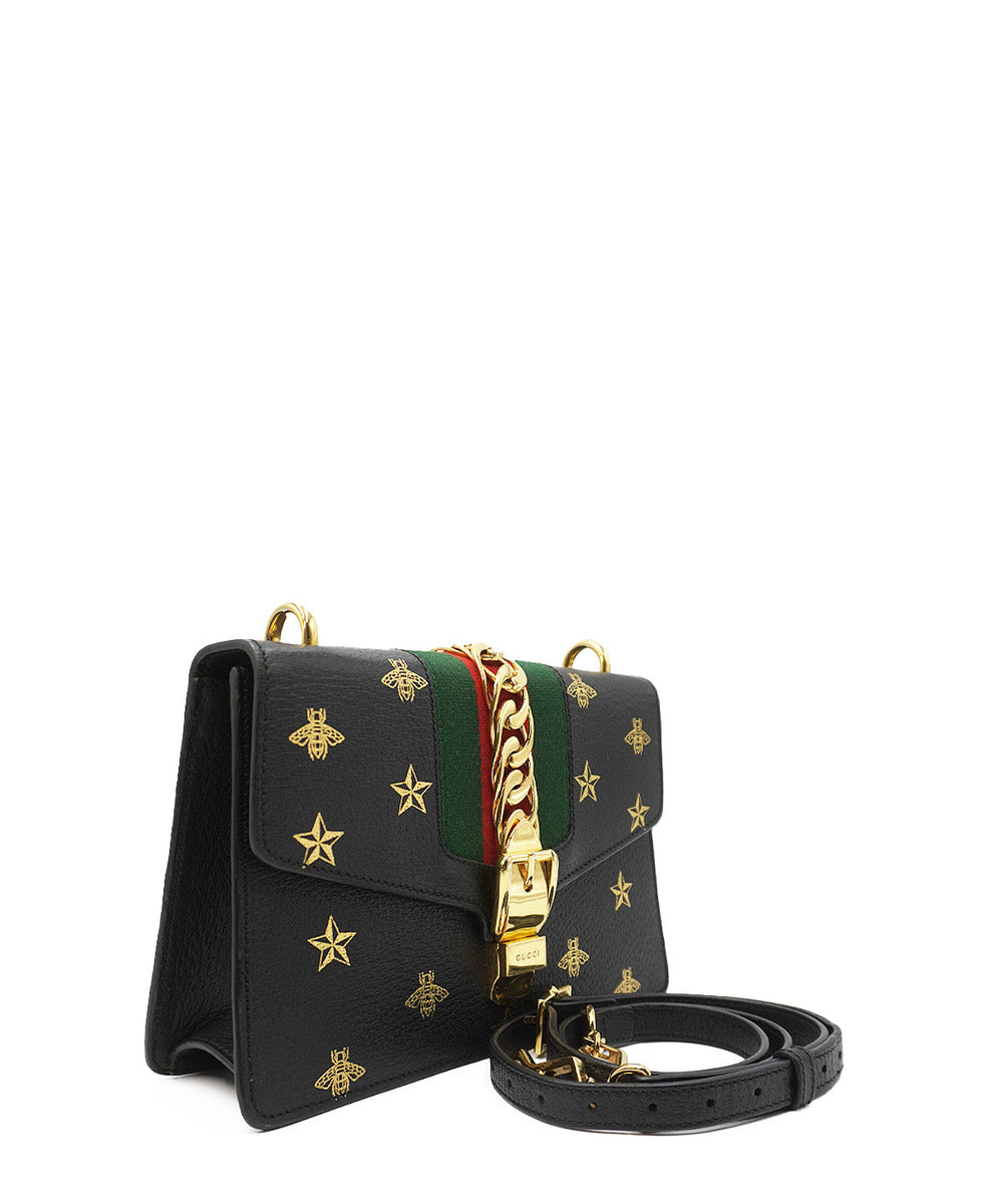 Small Sylvie Bee Star Shoulder Bag Black