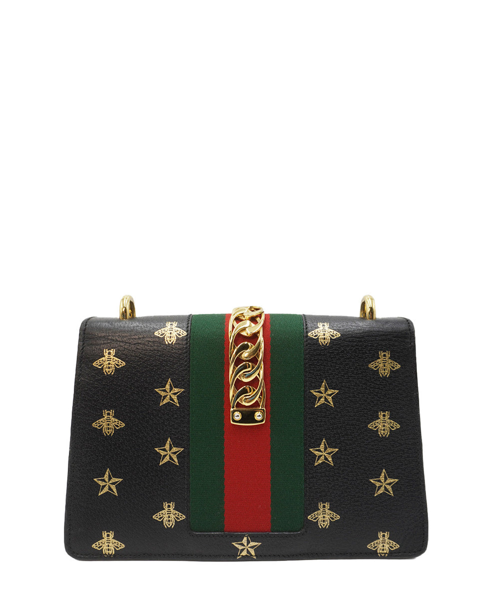Small Sylvie Bee Star Shoulder Bag Black