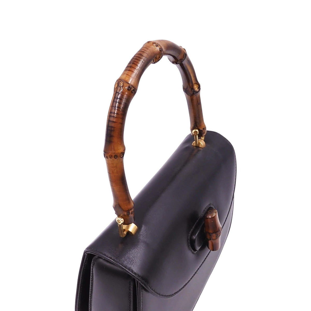 Vintage Bamboo Top Handle Bag Black